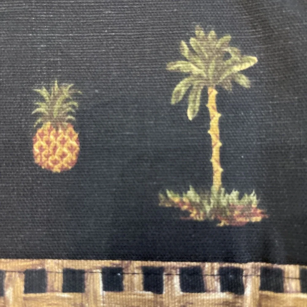 Vintage Waverly Tiki Print Valance Pineapple‎ Palm Tree Tiki Bamboo Hawaii